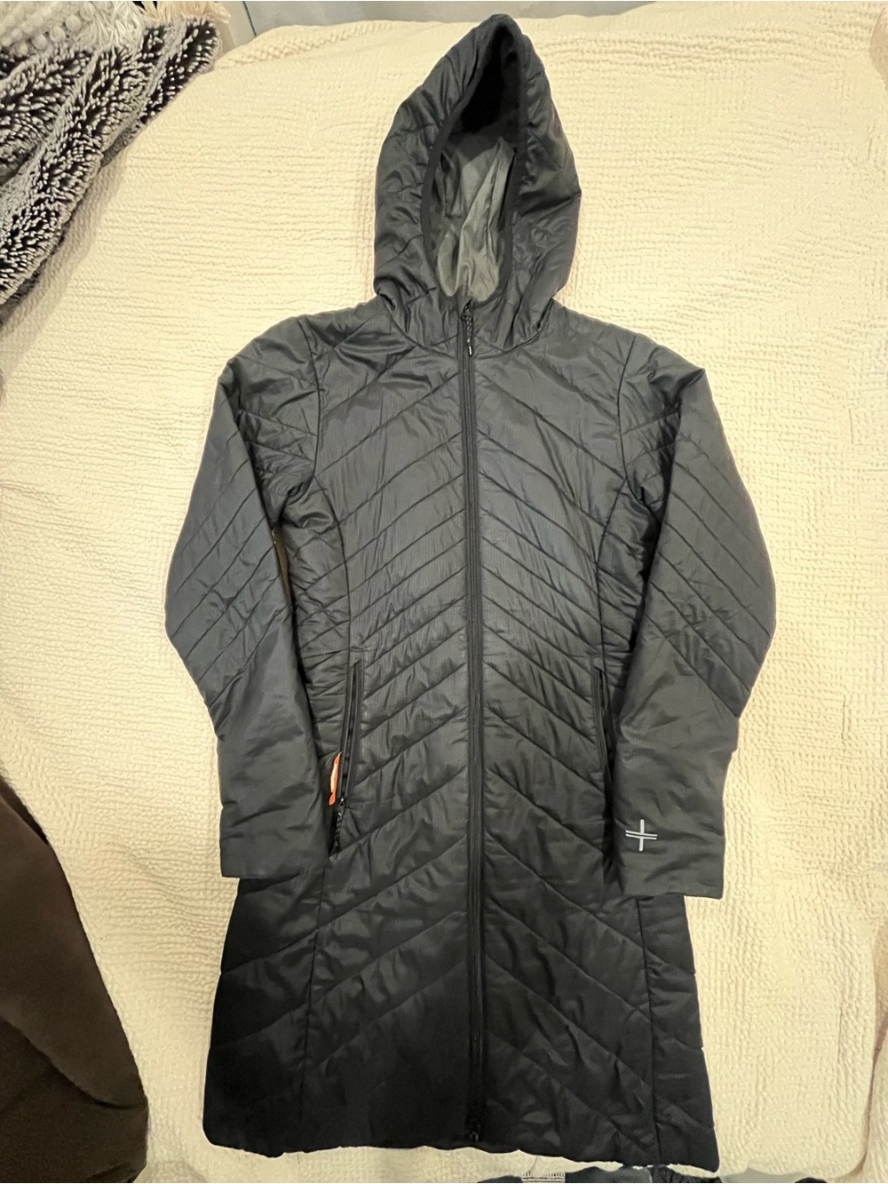 Icebreaker Women's Black Quilted Hooded Long Coat